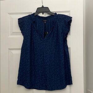 Current Air Blue Ruffled Cap Sleeve Blouse